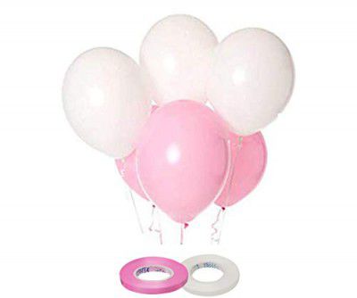 AMFIN® ( Pack Of 50 ) Pink and White Metallic Balloons for Weddings , Engagement , Baby Shower Decoration Items 