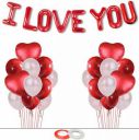 AMFIN Solid Valentines Day Decoration items I Love you Balloons for Decoration kit Decorative Balloons for Birthday Decoration Foil Balloons - Pack of 35 Balloon  (White, Red, Pack of 37)...
