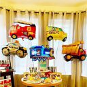 AMFIN Transport theme birthday decoration/Bus foil balloon/School Bus Foil/Kids Decoration Items/Train Foil Balloon for Kids Party/Police Theme foil - Pack of 5...