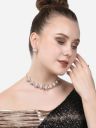 Ami Rose Gold Dazzling cubic Zirconia Classy Contemporary Necklace & Earring Set For Women-ZPFK20107...