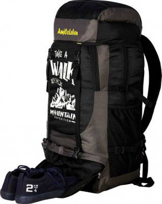 Amicoleben TRACKING HIKING TRAVEL BACKPACK RUCKSACK CAMPANING WATERPROOF OUTDOOR BAG Rucksack - 65 L  (Grey)