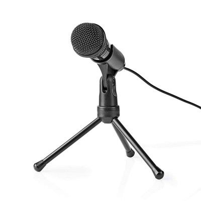 Amigo Nedis Condenser Wired Microphone with Portable Tripod Stand | Omnidirectional Pattern | 3.5 MM Plug & Play | for Podcasting, Gaming, YouTube Streaming, Recording etc. (Black)