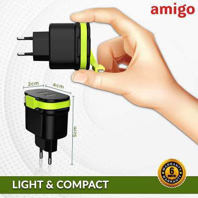 Amigo Sweex efficient Dual USB Output Wall Charger with Integrated MFI Cable