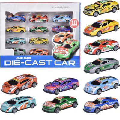 Amitasha 10 Unbreakable Racing Die-Cast Cars for Kids Pull Back Vehicles Metal Alloy Pull Back Car (Racing Cars)