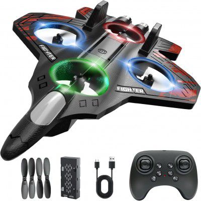 Amitasha RC Fighter Jet Remote Control Airplane for Kids & Adults | 2.4GHz RC Plane Drone Toy with LED Lights | 360° Flip, Stunt Roll, Easy to Fly Glider Plane Aeroplane Toy for Boys