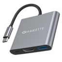 Amkette 3-in-1 Type C to HDMI Adapter, Multiport USB C to HDMI Adaptor...