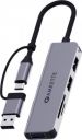 AMKETTE 5 in 1 Hybrid USB 3.0 Hub with Card Reader Type C+A USB Hub (Grey)...