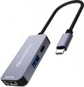 AMKETTE Type-C USB 3.0 3 Port Mini Dock USB Hub (Grey)...