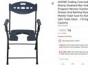 AMONE Folding Commode Chair, Elderly Disabled Sainless Steel Shower And Bathing Room Mobile Toilet Sea - 110 Kg Capacity...