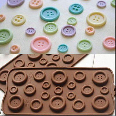 Amos Button Shaped Chocolate Fondant Silicone Molds/Mould for Cake Decor Tool 19 Cavity Big n Small Buttons Pack of 1