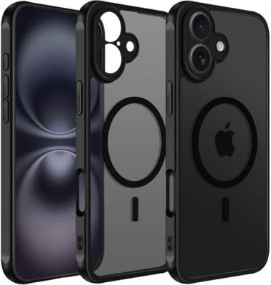 Amozo for iPhone 16 Back Case Cover | Defence Series Matte Mag-Safe Camera & Drop Protection Back Cover Case for iPhone 16 (Polycarbonate|Black)