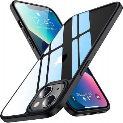 Amozo Ultra Hybrid Back Cover Case for iPhone 13 (Polycarbonate|Transparent) (Black)