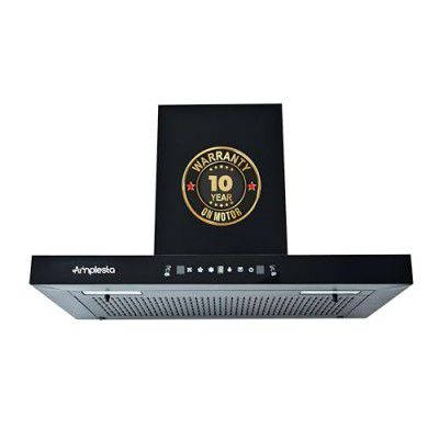 Amplesta Sereno 60CM Chimney for Kitchen Auto Clean 1350 m3/hr Vertical Wall Mounted Kitchen Chimney for Home Filterless Two Way Suction Touch & Gesture Control (Sereno MS AC FL 60 BK)