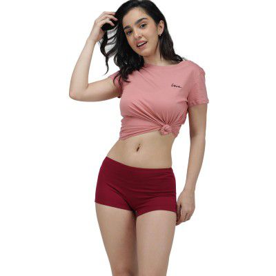 AMUL COMFY Dark Red Boy Shorts for Women.