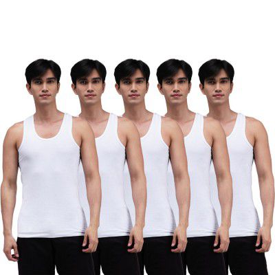 Amul Comfy Men's Pure Cotton White Solid Vest Combo Pack