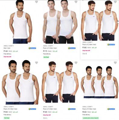 Flipkart : Amul Comfy Mens Vests Upto 77% Off | Starts At ₹68