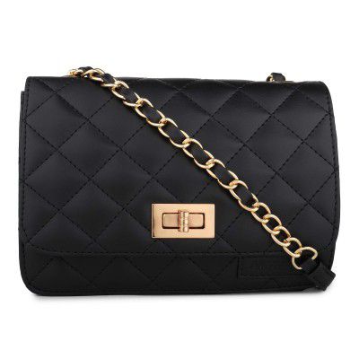 Amyence Women's Quilted Cross Body Sling Bag (Black 1001) (Black)