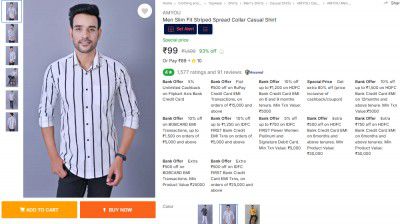 AMYOU Men Slim Fit Striped Spread Collar Casual Shirt