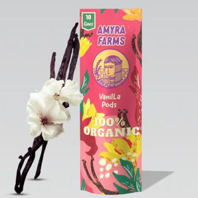 Amyra Farms Vanilla Beans/Pods | 100% Organic | Grade A+ 18cm+ Essential for Baking, Extract, Coffee, Brewing, Cooking | Madagascar Quality | 3 Pods