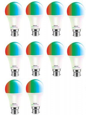 AMYSTY 9 W Basic Round B22 LED Bulb (Multicolor, Pack of 10)