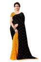 Anand Sarees Half and Half Yellow Georgette Saree with Blouse Piece...