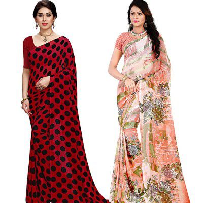 Anand Sarees Womens Georgette Saree with Blouse Piece