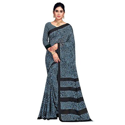 Anand Sarees Womens Knit Pure Georgette Sarees (1667_2_Blue)