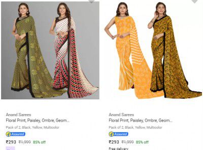 Anand Sarees Womens Sarees Starts ₹293