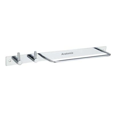 ANATOMIX Wall Mounted Stainless Steel Towel Rack, Towel Bar Rod Holder with Coat Hook | Towel Rail for Kitchen & Washroom Hanger Stand 16 Inch (Mirror Finish)