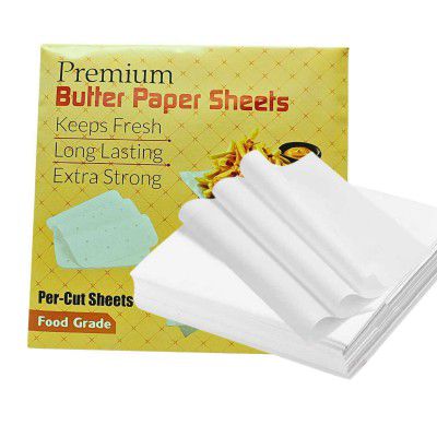 ANCHARA Butter Paper Sheets Premium Quality Butter.Paper Non-Stick, Greaseproof & Smooth (Pack of 100) 10inch