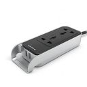 Anchor by Panasonic 22052 6A,Spike Guard With Handle, 2 Sockets + USB 2.4A, 0.8M cable (Black and Silver)...
