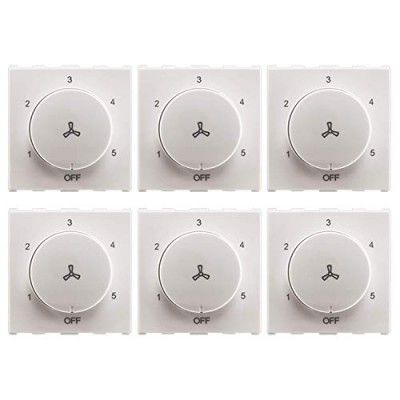 Anchor by Panasonic 66504 100W, Step Fan Regulator (For High Speed Fans), 2M (White, Pack of 6)
