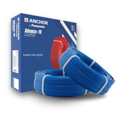 Anchor by Panasonic 1.5 mm Advance FR Electric Wire, 90 Meter PVC Insulated 1 Core Pure Copper Wire, Anti Rodent Anti Termite Flexible Wire, Fire Retardant Wire (Blue, 27404BU-02)
