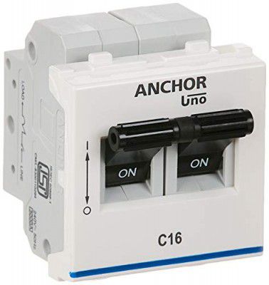 Anchor by Panasonic 65991 UNO Mini Penta Modular 16 Ampere Dual Pole C Curve MCB, (Pack of 2)