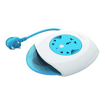 Anchor by Panasonic 6A Flexi Cord 3 Pin 4 Mtr Universal Socket With Indicator (Blue & White), Round