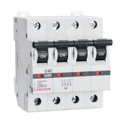 Anchor by Panasonic 98042 UNO Series 10 Ampere 4 Pole C Curve MCB