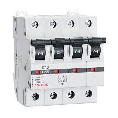 Anchor by Panasonic 98047 UNO Series 40 Ampere 4 Pole C Curve MCB,(Pack 2)