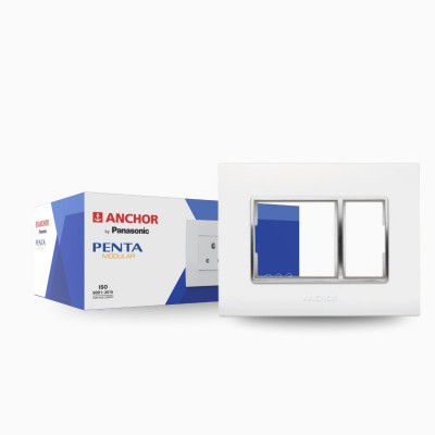 Anchor by Panasonic Penta 3 Module Gina Cover Plate with Chrome Collar for Switch Board (White, 65803-20) | Pack oF 20