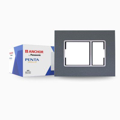 Anchor by Panasonic Penta 4 Module Gina Cover Plate with Chrome Collar for Switch Board (Black, 65804B-2)