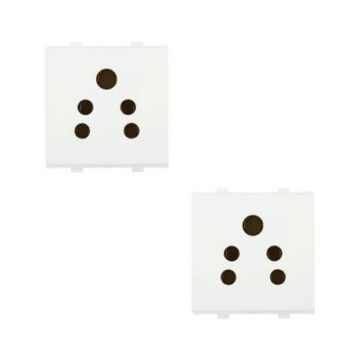 Anchor by Panasonic Penta Modular 2M 6 A Polycarbonate 2 In 1 Socket W/O Shutter, White, (Pack of 2) (65208)