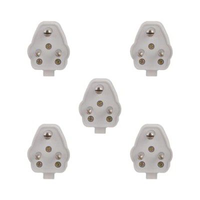 ANCHOR Penta 3 Pin Plug Top (White, 240 V, 6 A) Pack of 5