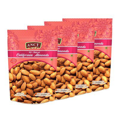 Ancy 100% Natural Californian Almonds, 1 kg - Pack of 4x250 g