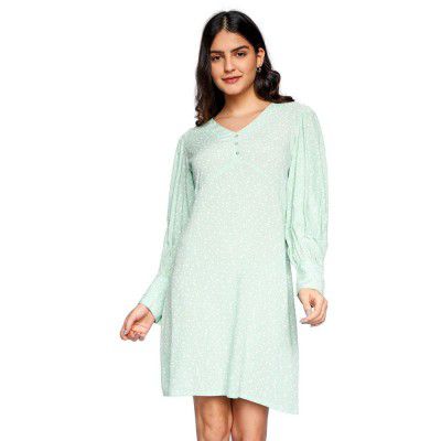 AND Brand Solid Viscose V Neck Womens Straight Dress (SS22AS046DRR203005, SAGE, 14)