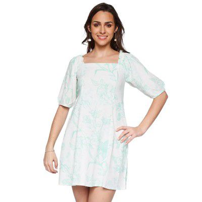 AND Floral Square Neck Rayon Women's Maxi Dress