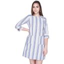 AND Womens A Line Fit Round Neck Stripe Shift Dress...