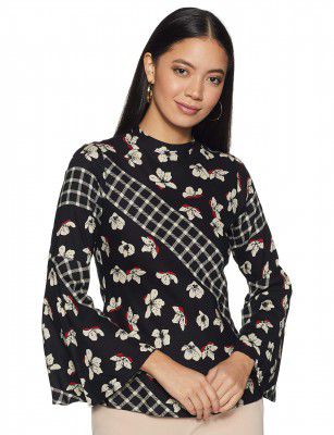 AND Womens High Neck Floral Print Top