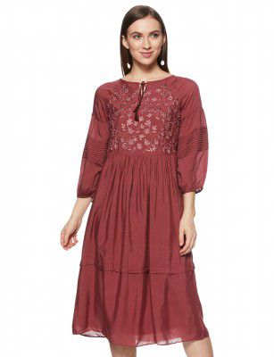 AND Women's Rayon A-Line Midi Dress