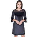 AND Womens Round Neck Sequined Shift Dress...