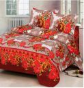 Angel Homes 144 TC Cotton Double Floral Flat Bedsheet  (Pack of 1, Red)...