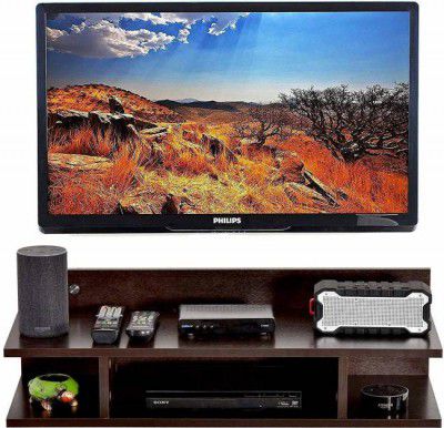 Angelcraft Wall Mounted Wooden TV Entertainment Unit Set Top Box Stand Shelf Rack TV Cabinet Floating Shelf for Home Living Room , Bedroom Wooden Wall Shelf (Number of Shelves - 3, Brown)